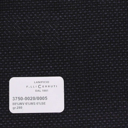 3750-0020/0005 Cerruti Lanificio - Vải Suit 100% Wool - Đen Trơn